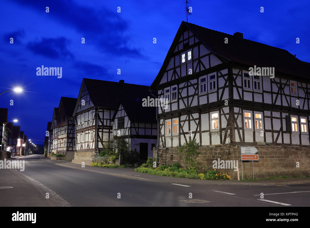 Historic half-timbered houses in Hesse Stock Photo