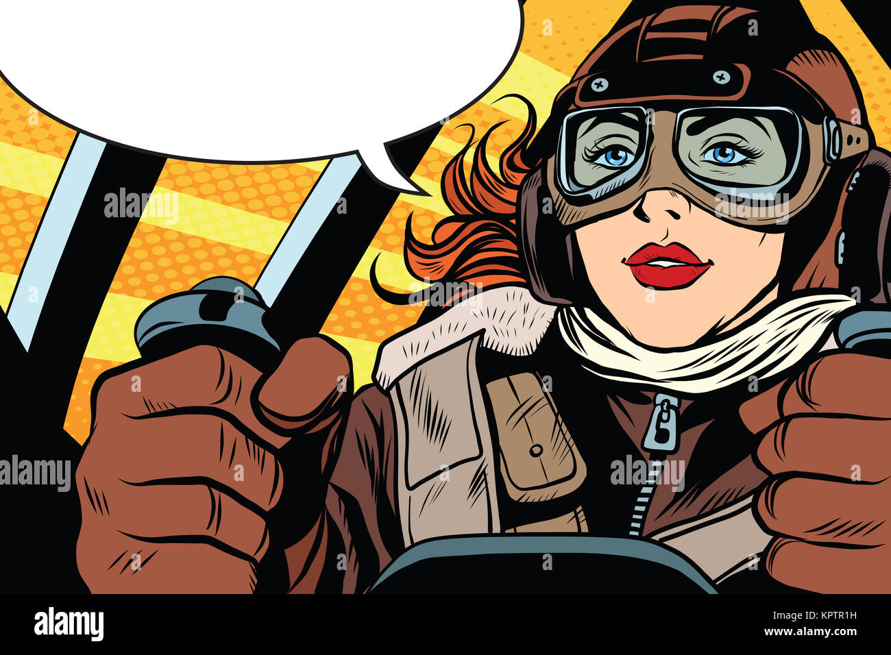 Cartoon retro pilot woman hi-res stock photography and images - Alamy