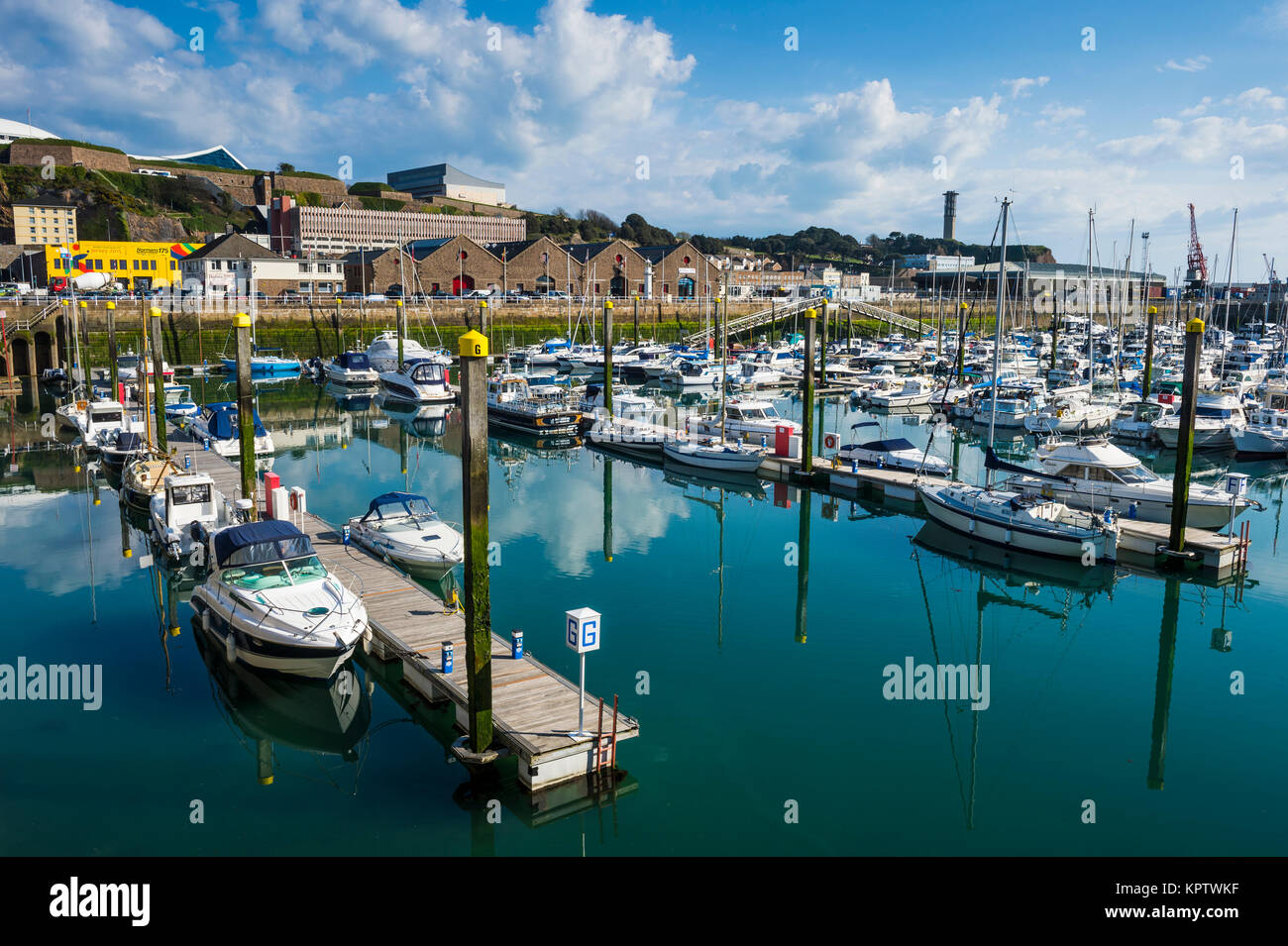 Sport boat harbour, St. Helier, Jersey, Channel Islands, United Kingdom Stock Photo