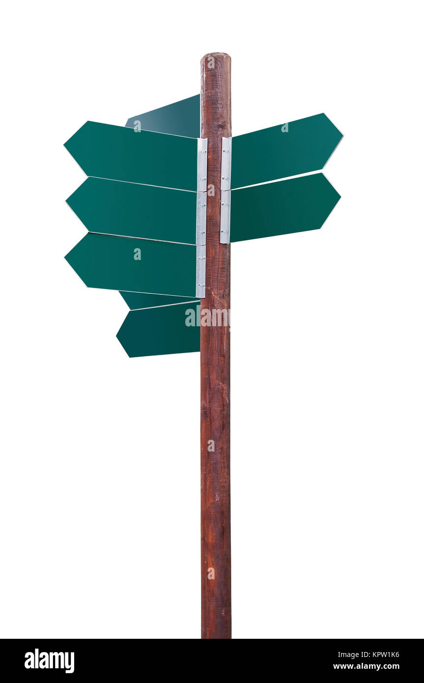 blank crossroad signpost on white background Stock Photo - Alamy