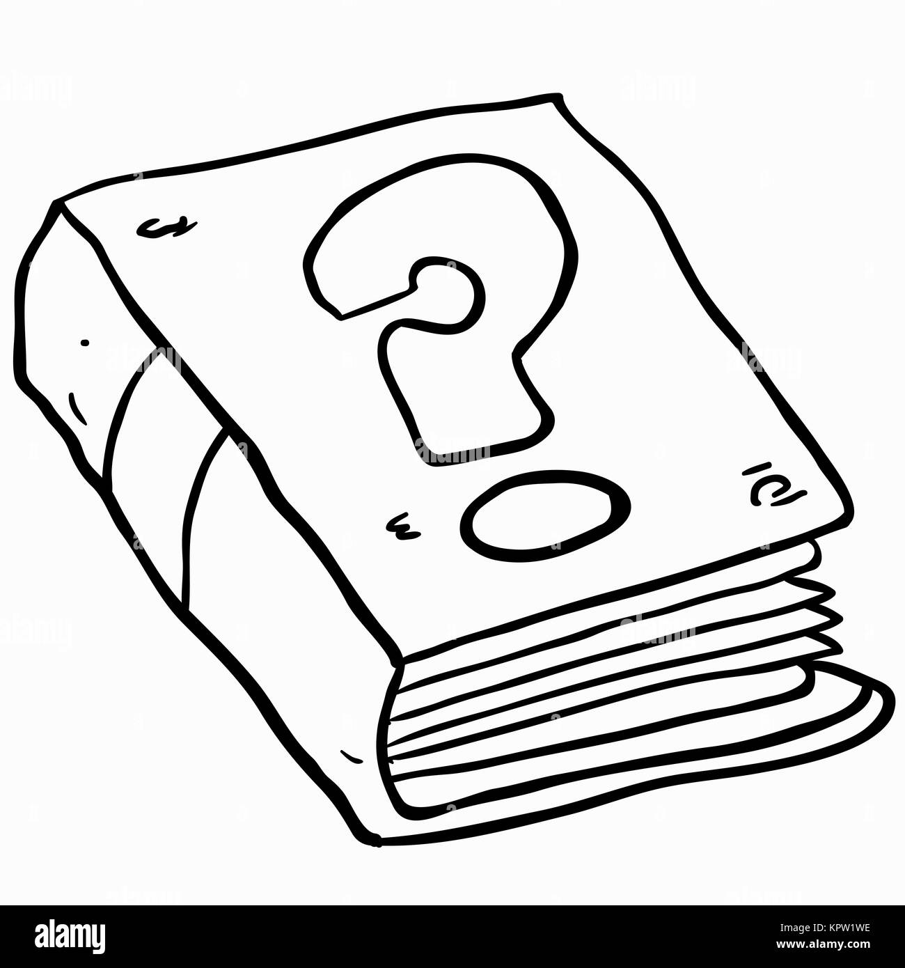 black and white book with question mark Stock Photo