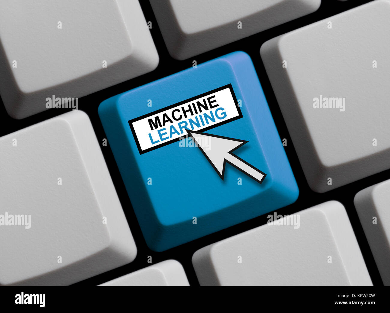 Tastatur mit Mauspfeil zeigt Machine Learning Stock Photo