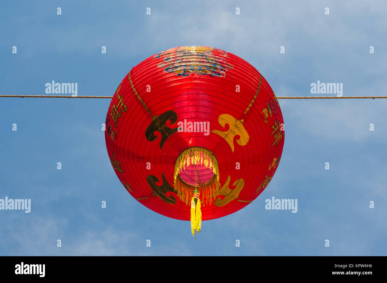 Red Chinese Lanterns against a Blue Sky Stock Photo - Alamy