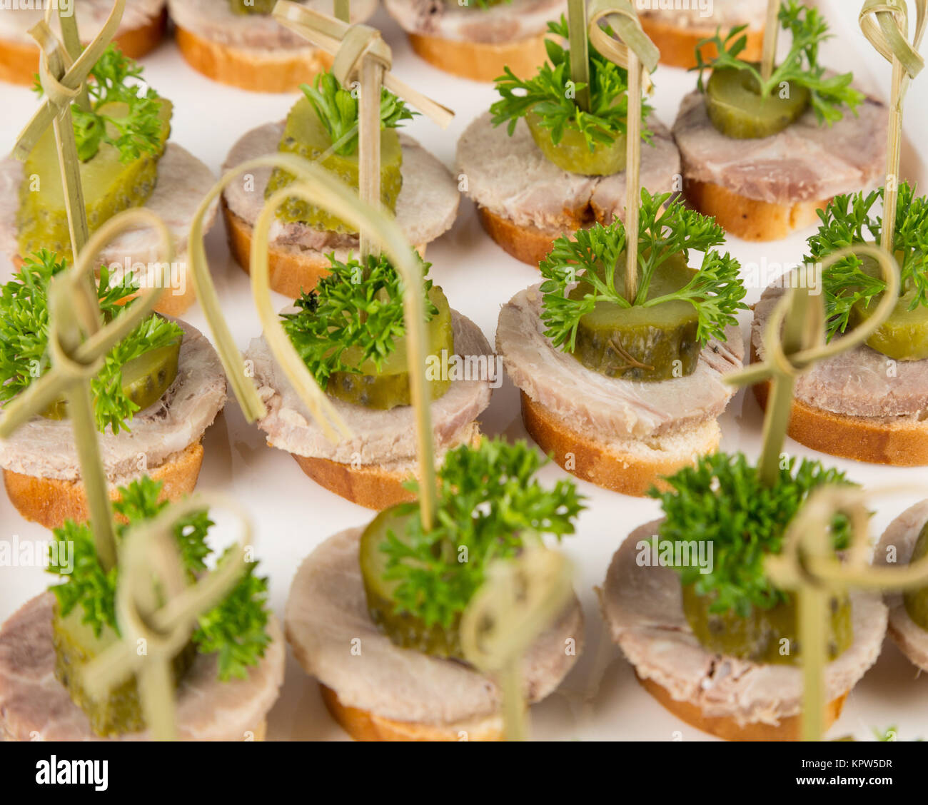 closeup canapes and snacks for catering Stock Photo