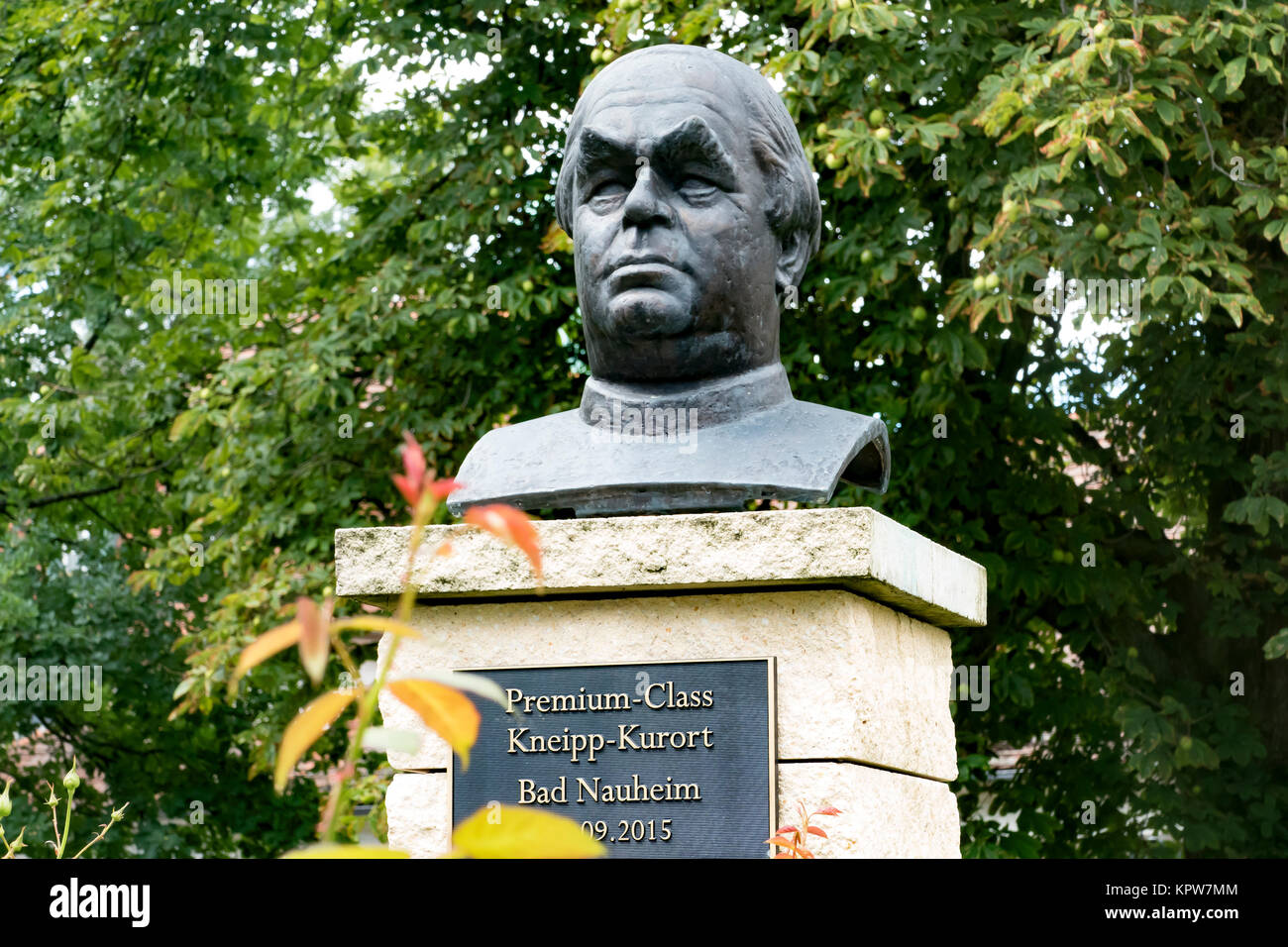 BAD NAUHEIM, Germany AUGUST, 2017: Bust, monument to Sebastian Kneipp ...