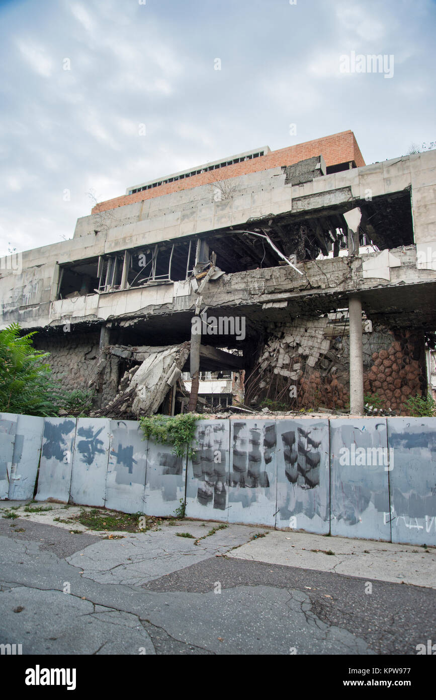 Ministry of Defense destroyed by bombing NATO 1999, Belgrade, Serbia. Stock Photo