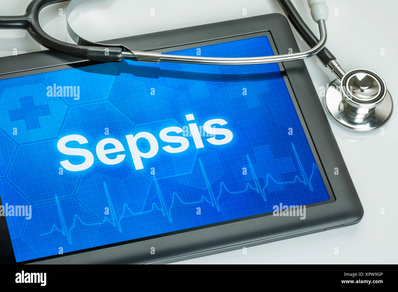 Tablet mit der Diagnose Sepsis auf dem Display Stock Photo