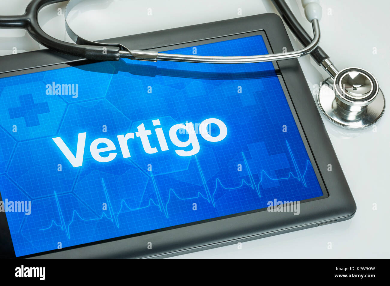 tablet diagnosed with vertigo on display Stock Photo Alamy