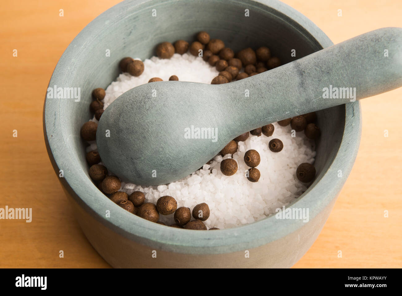 mortar pestle and salt Stock Photo Alamy