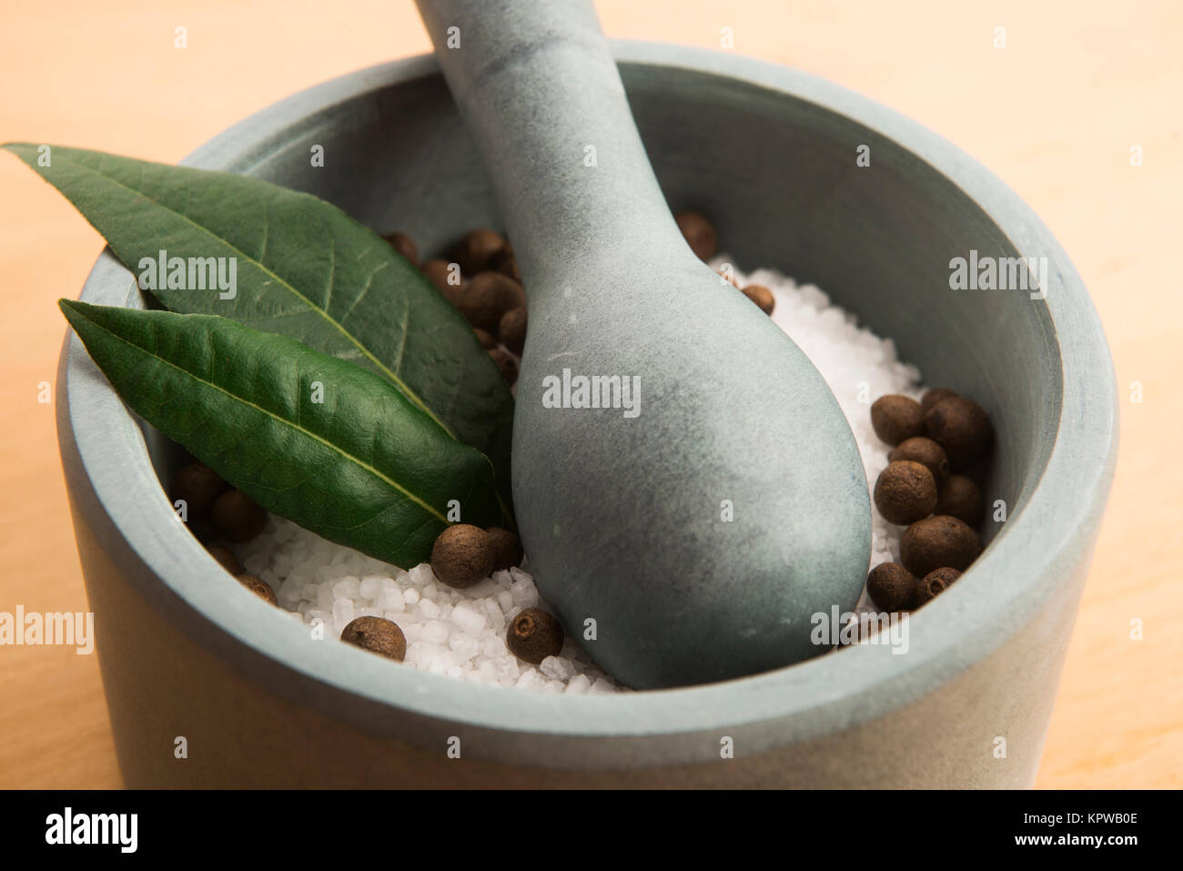 mortar pestle and salt Stock Photo Alamy