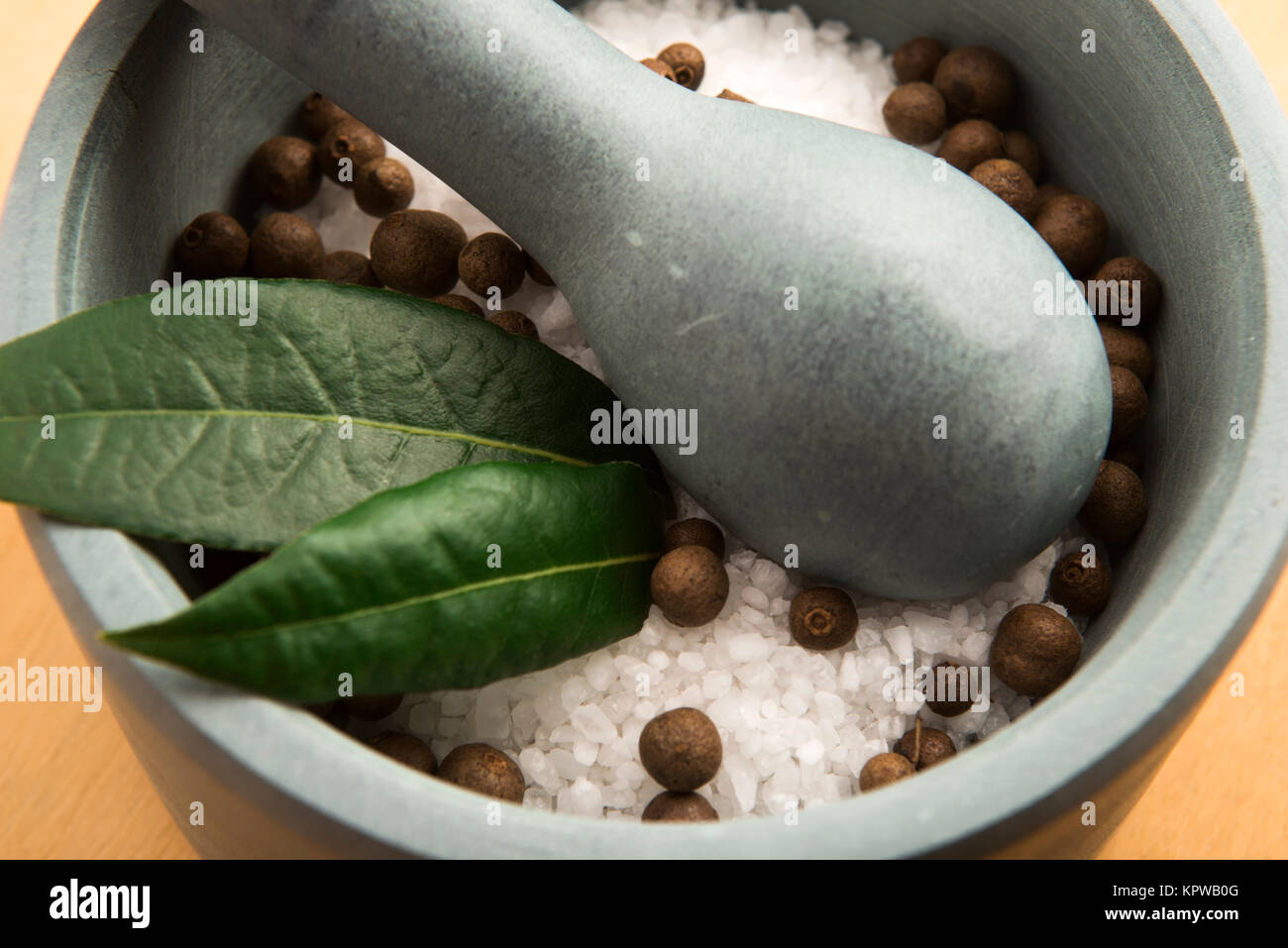 mortar pestle and salt Stock Photo Alamy