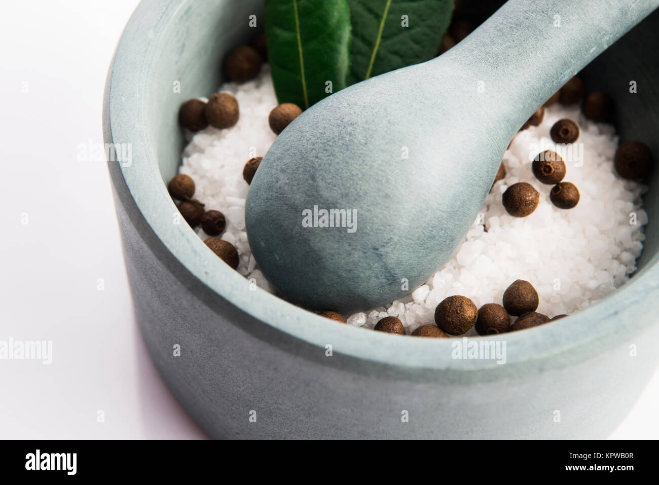 mortar pestle and salt Stock Photo Alamy