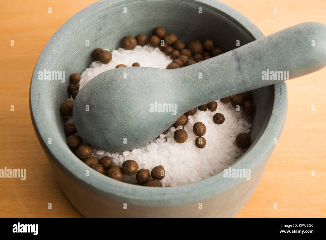 mortar pestle and salt Stock Photo Alamy