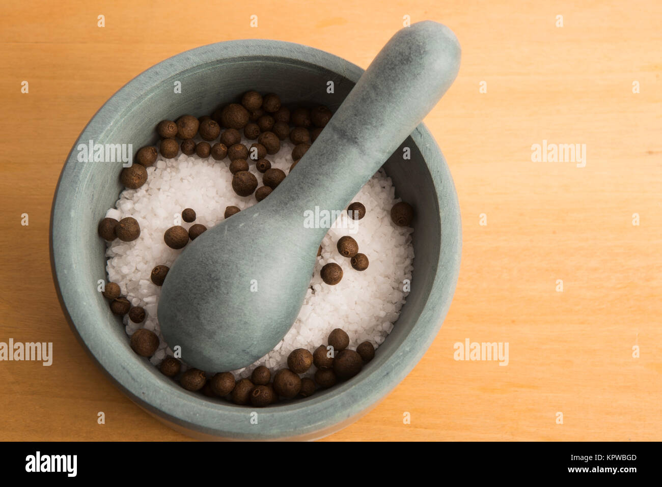 mortar pestle and salt Stock Photo Alamy