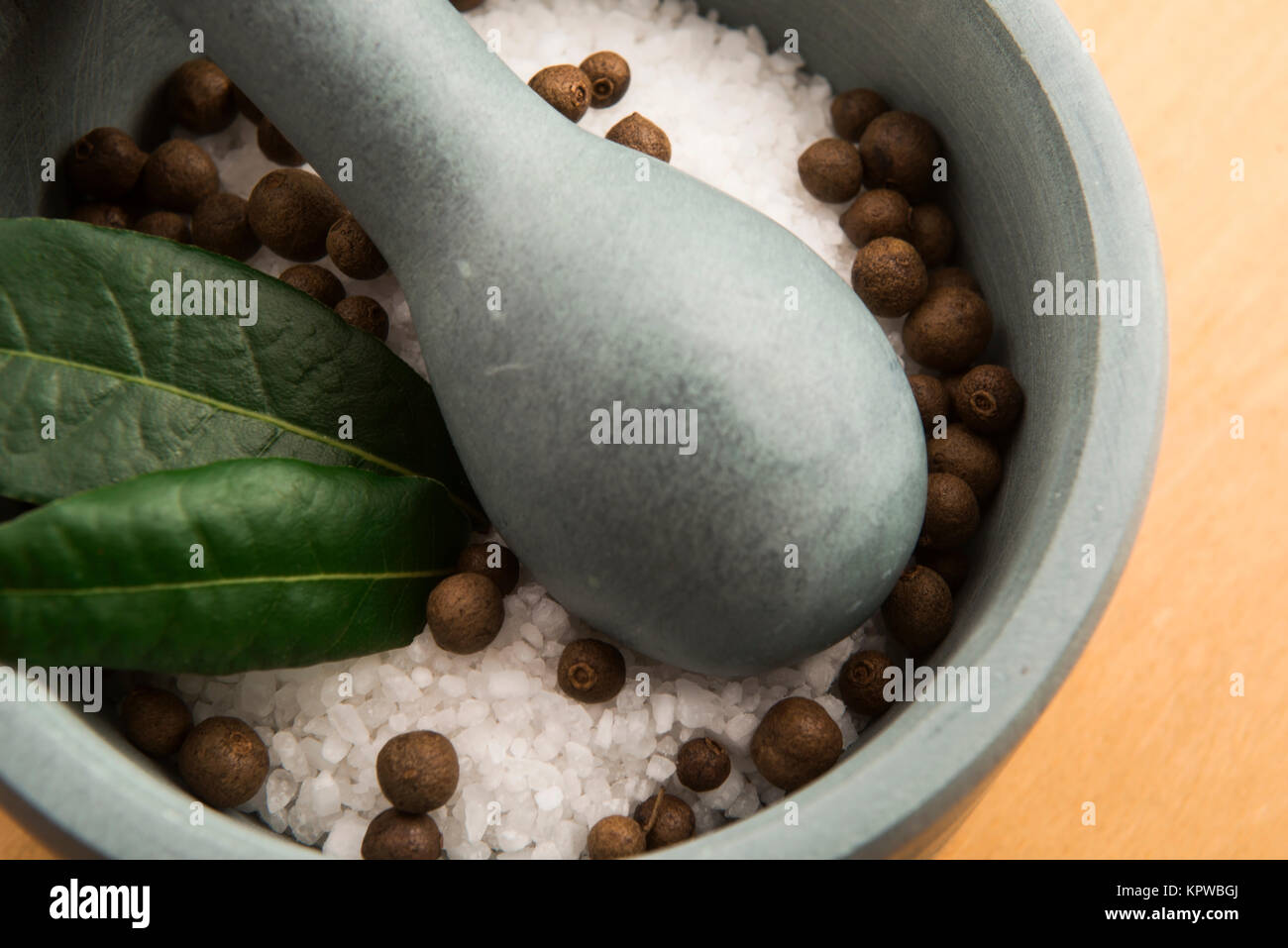 mortar pestle and salt Stock Photo Alamy