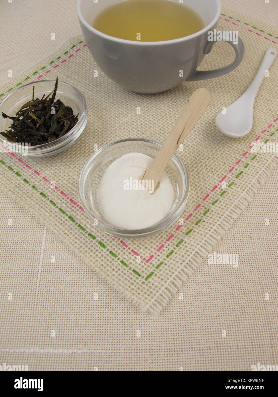 green tea with gelatin and fructose Stock Photo Alamy