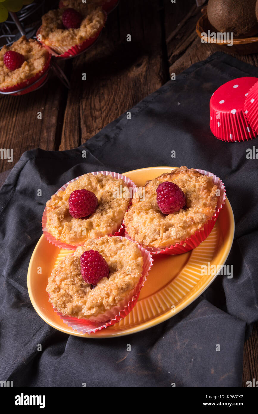 cheesecake with raspberry muffins Stock Photo