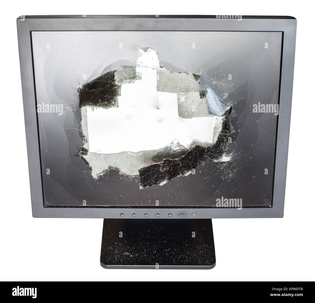 front above view of monitor with damaged screen Stock Photo Alamy