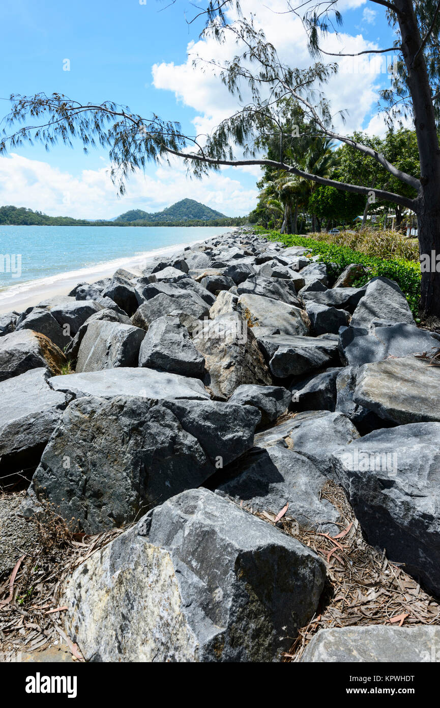 Rock breakwall at Clifton Beach, a popular Northern Beaches suburb of