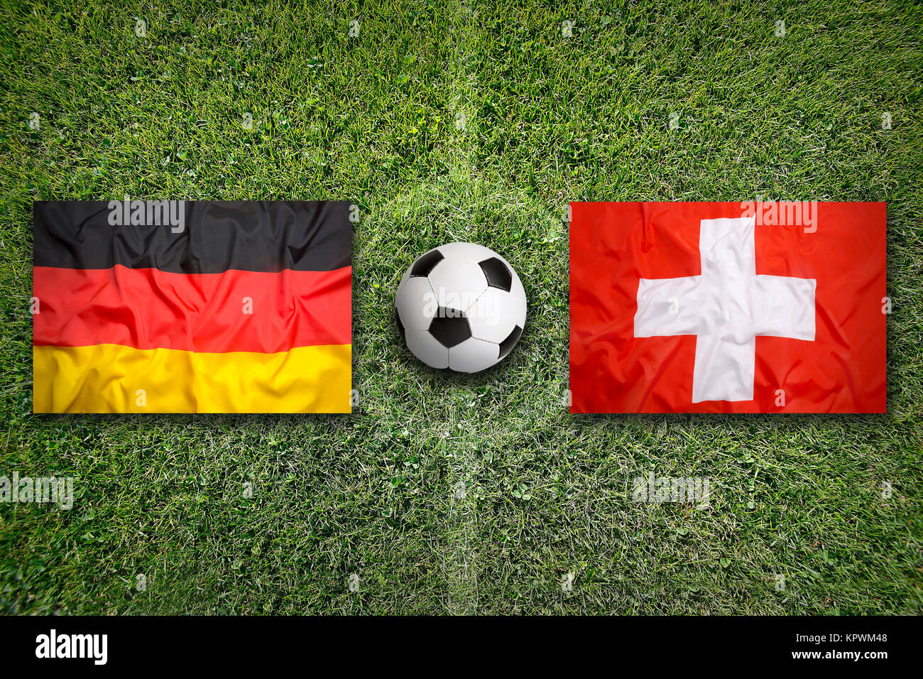 Germany Vs Switzerland Flags On Soccer Field KPWM48 