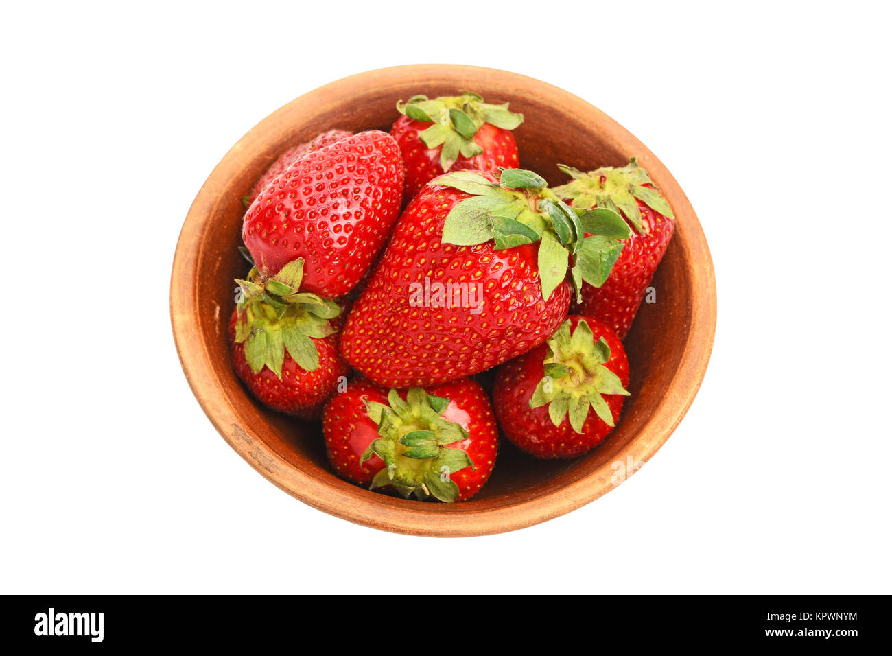 Strawberry in ceramic bowl isolated on white Stock Photo - Alamy