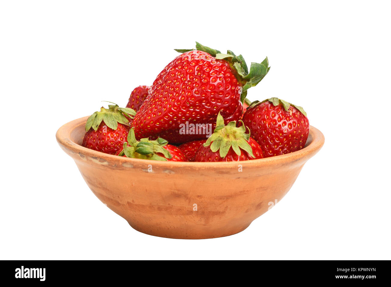Strawberry in ceramic bowl isolated on white Stock Photo - Alamy