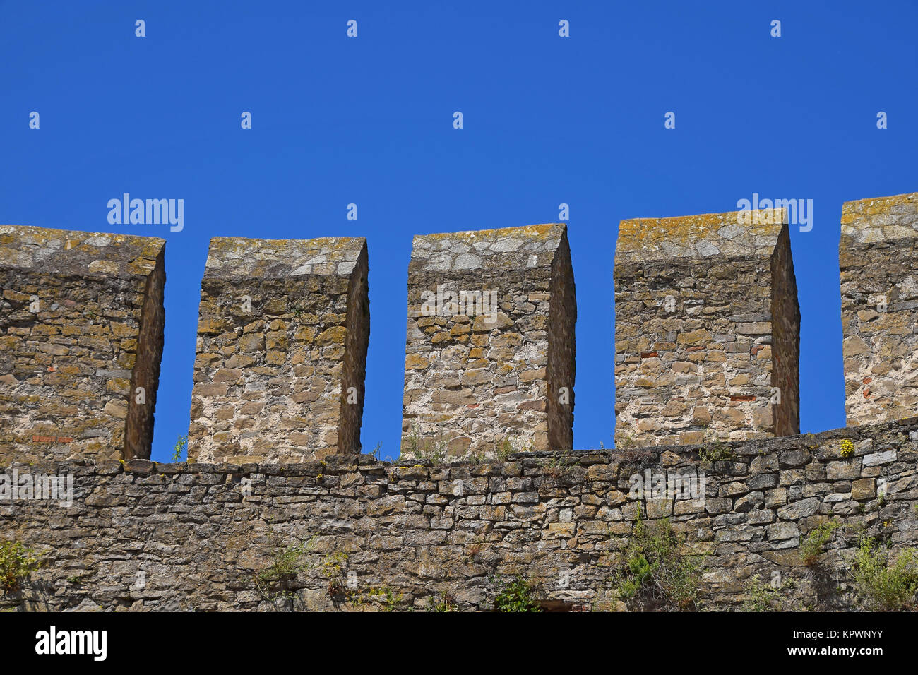 Fortress vallum defensive wall over blue sky Stock Photo