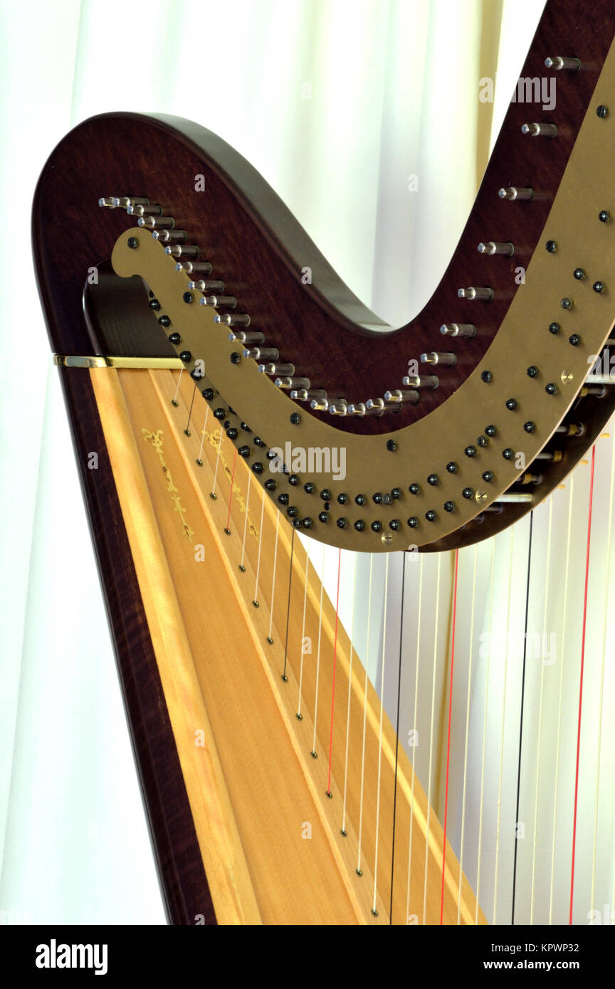 Pedal harp closeup Stock Photo Alamy