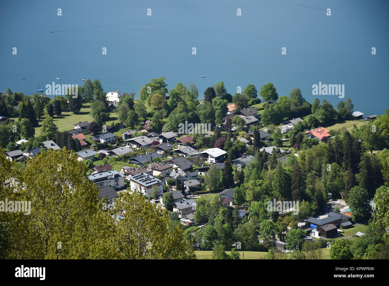 zeller see,thumersbach,village,lake,shore,zell am see,salzburg Stock Photo