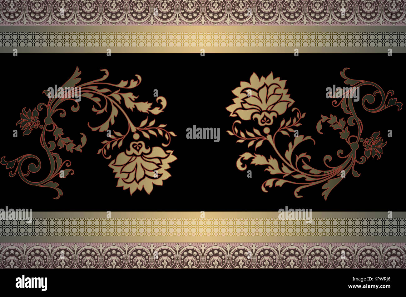 Vintage background with decorative ornamental borders and flowers. Stock Photo