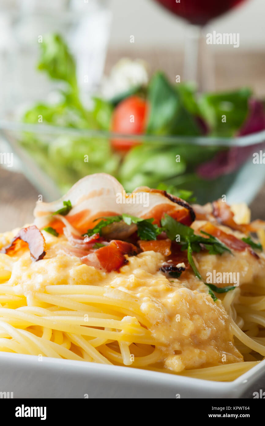 Nahaufnahme von Spaghetti Carbonara Stock Photo Alamy