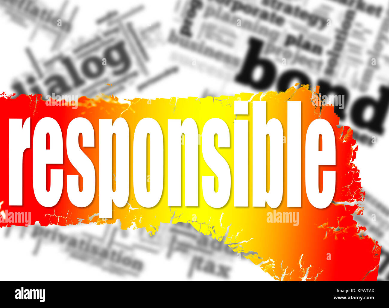 Word cloud with responsible word Stock Photo Alamy
