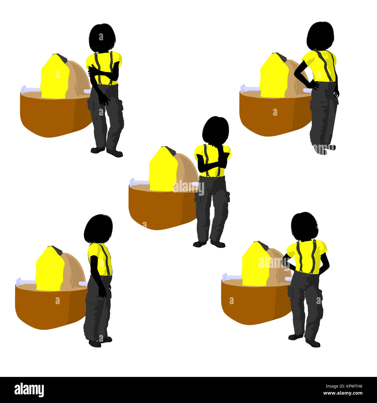 Teen firefighter with a firefighter helmet on a white background Stock