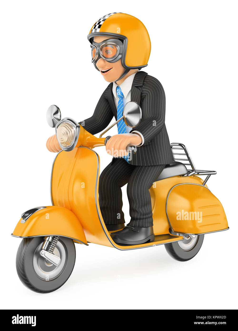 3D Businessman going to work by scooter motorcycle Stock Photo - Alamy