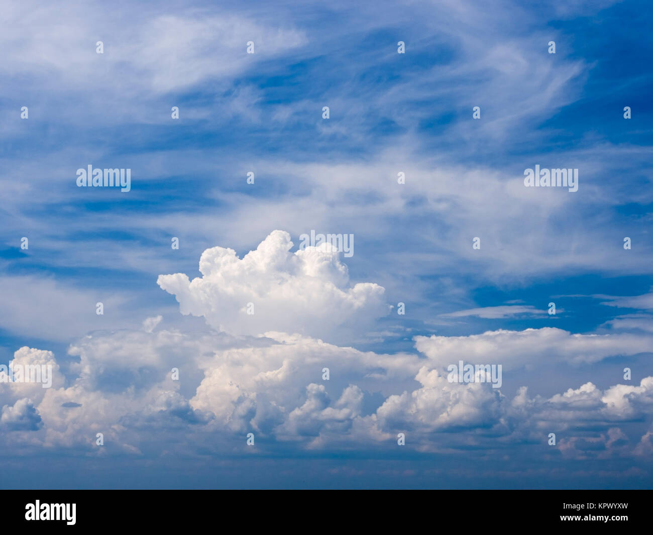 Beautiful Blue sky with cumulus clouds background Stock Photo - Alamy