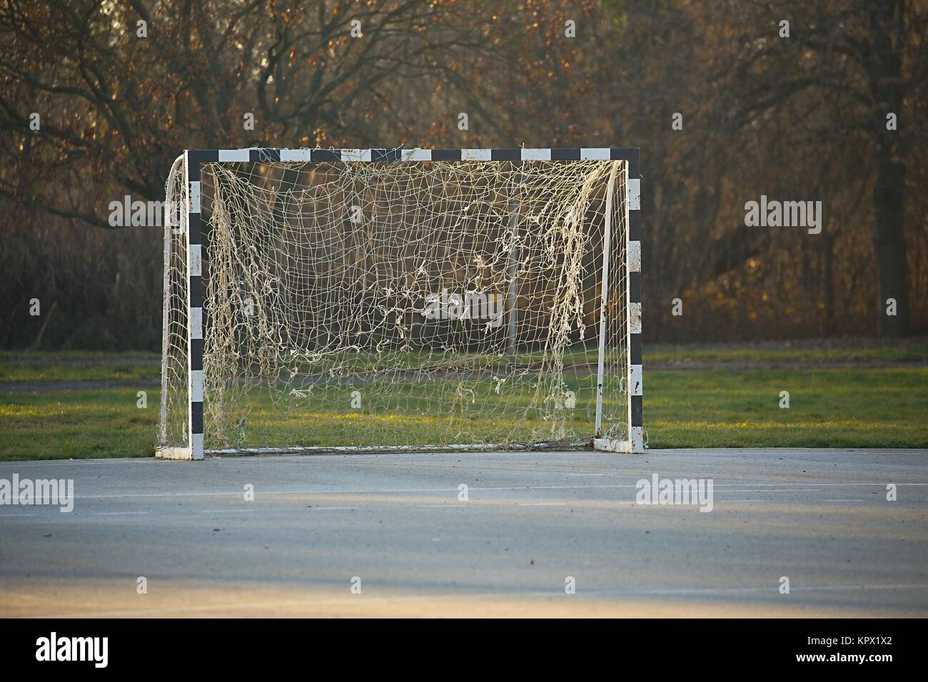Football Gate in a Park Stock Photo