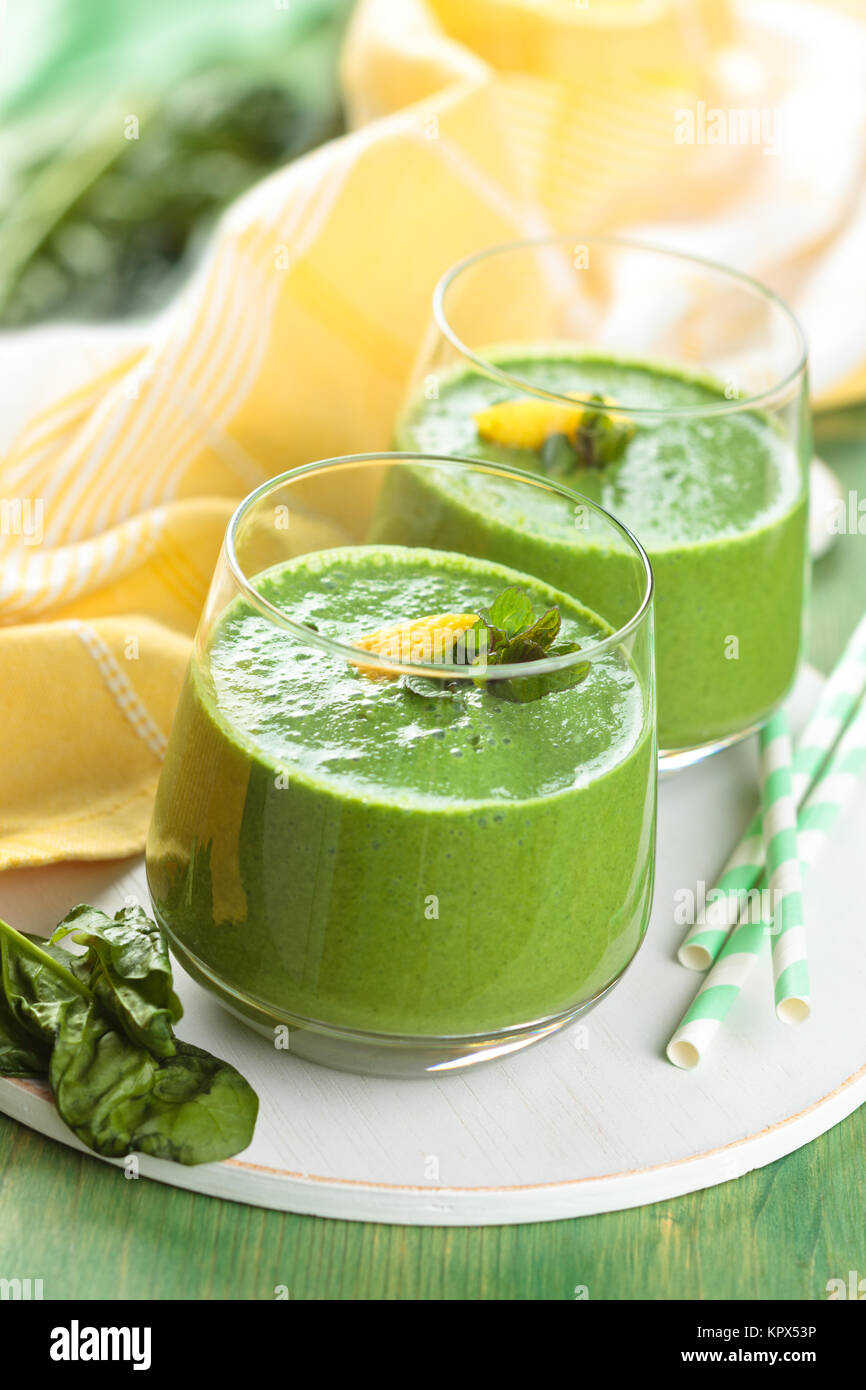 Spinach smoothie with mint Stock Photo Alamy