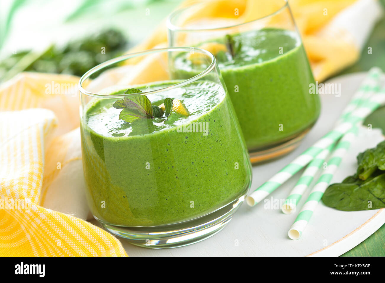 Spinach smoothie with mint Stock Photo Alamy