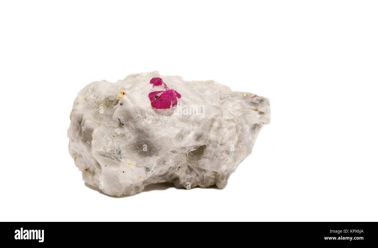 Ruby Crystals on Quartz Stock Photo - Alamy