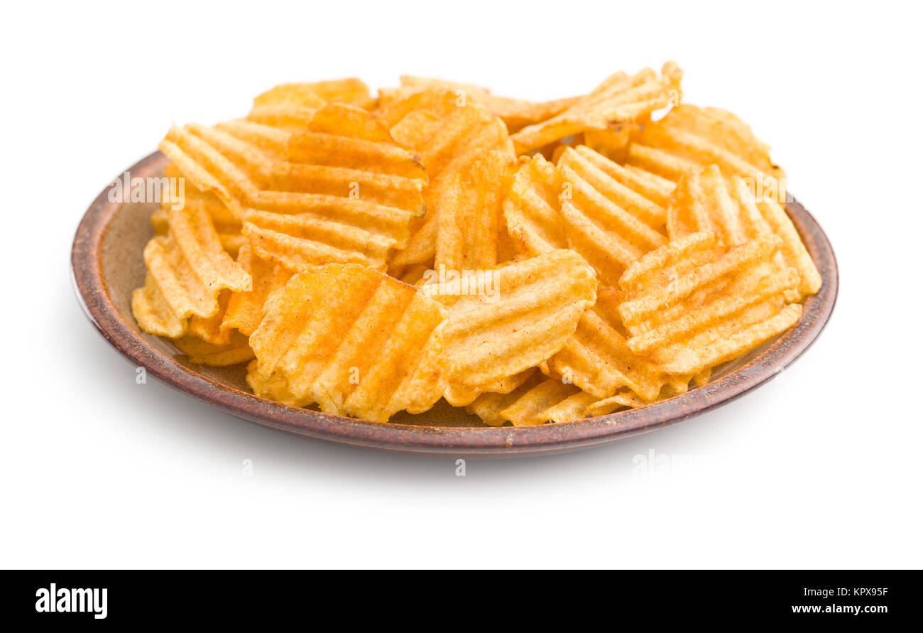 Crinkle cut potato chips. Stock Photo