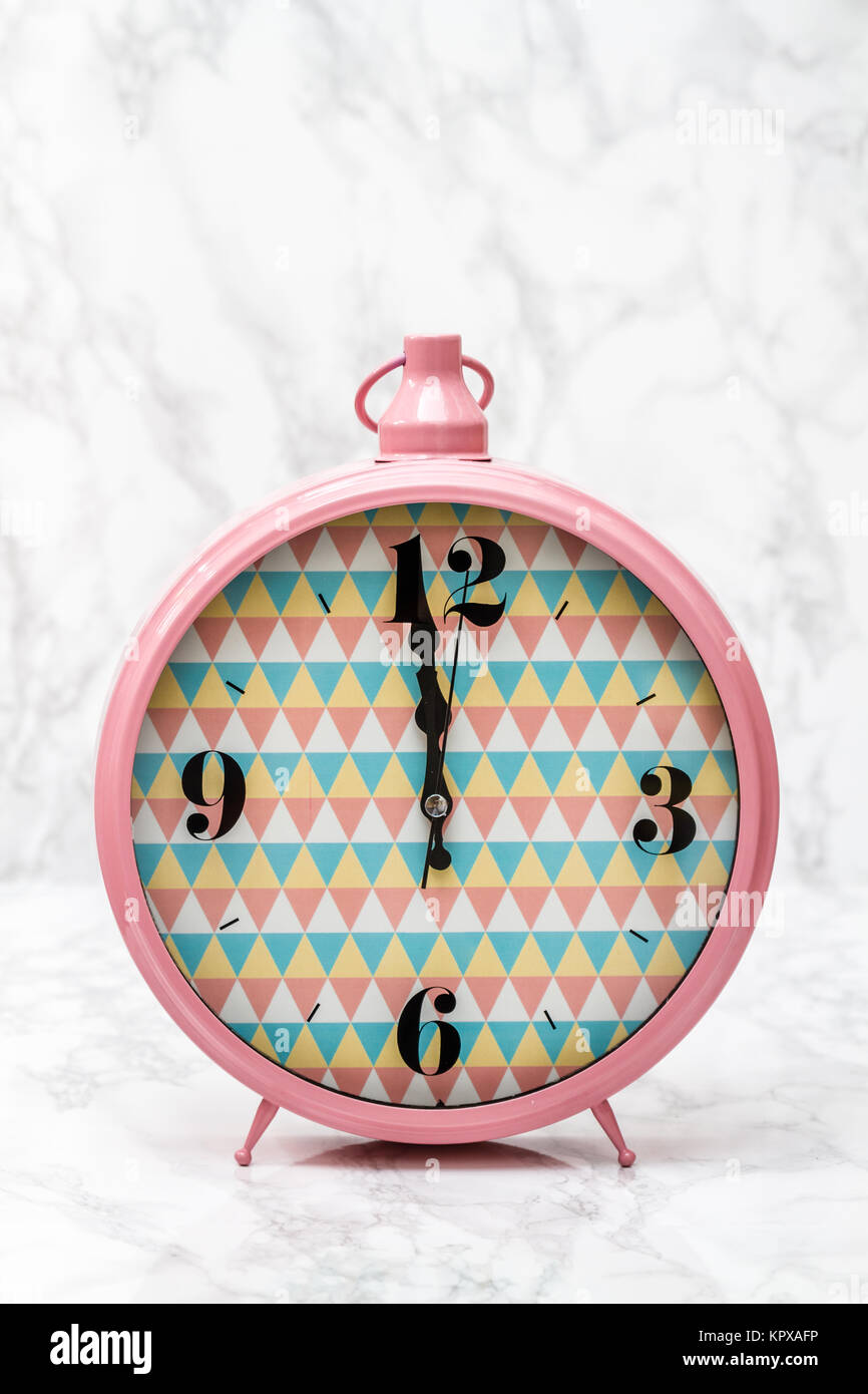 Pink Retro Alarm Clock Stock Photo Alamy