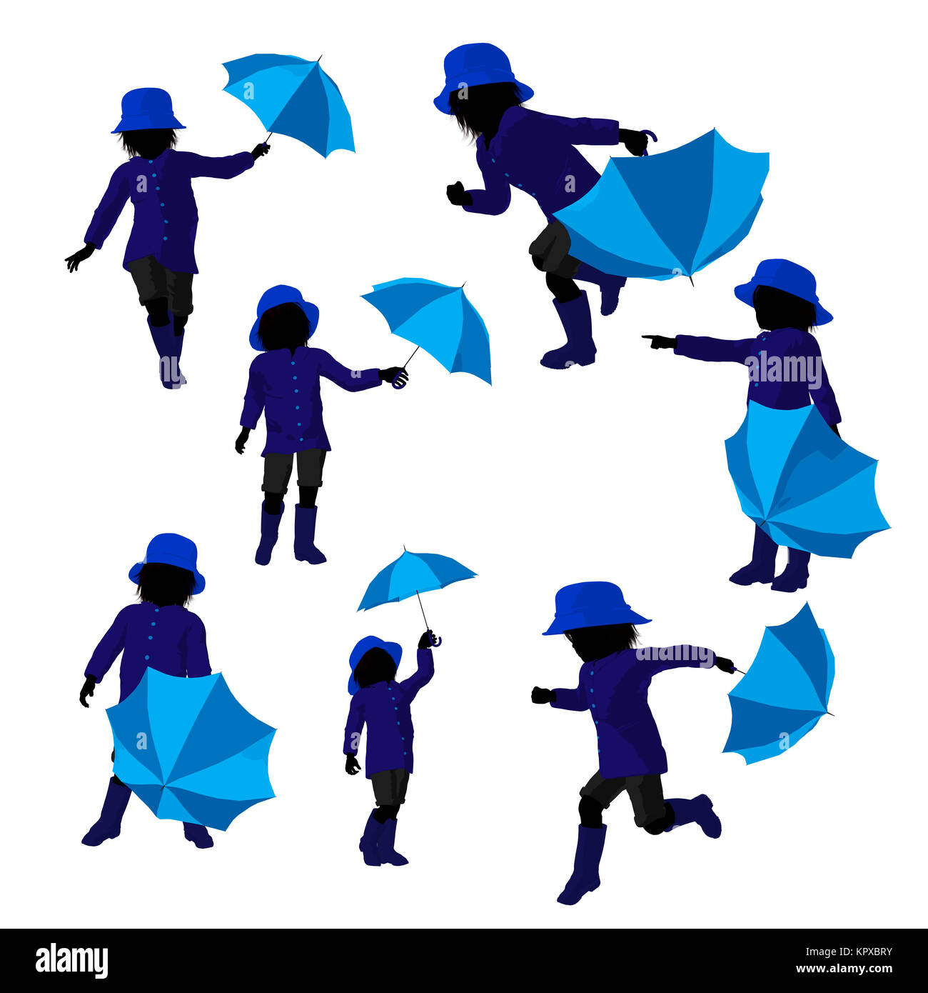 boy umbrella silhouette cut