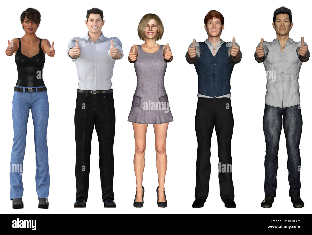 Successful Business People with Thumbs Up and Smiling Stock Photo - Alamy