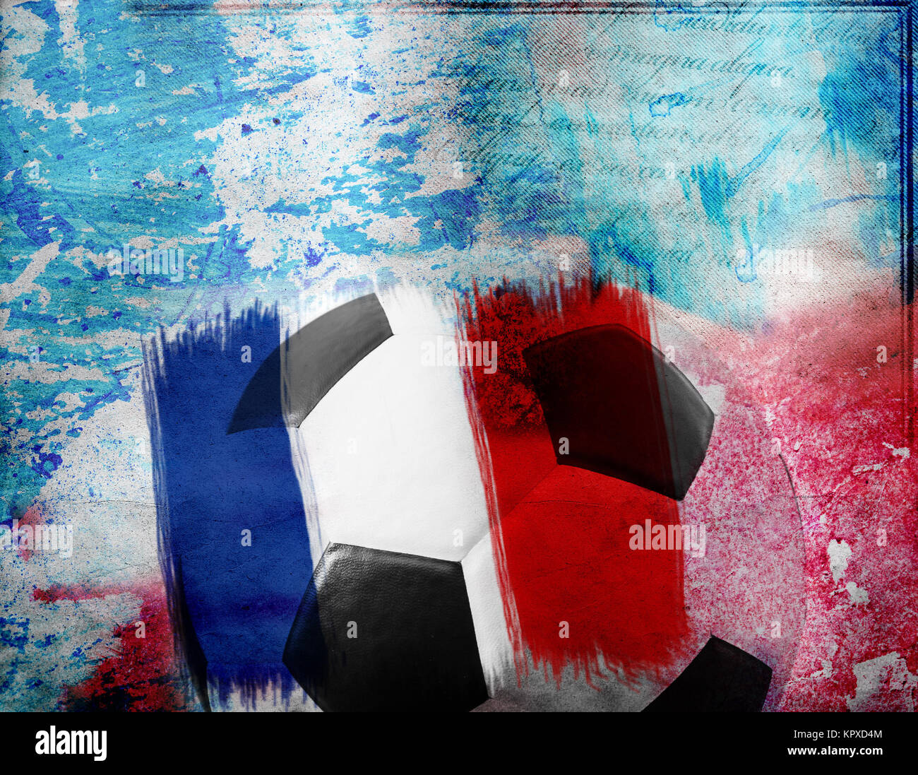 Football on France's flag colored background Stock Photo