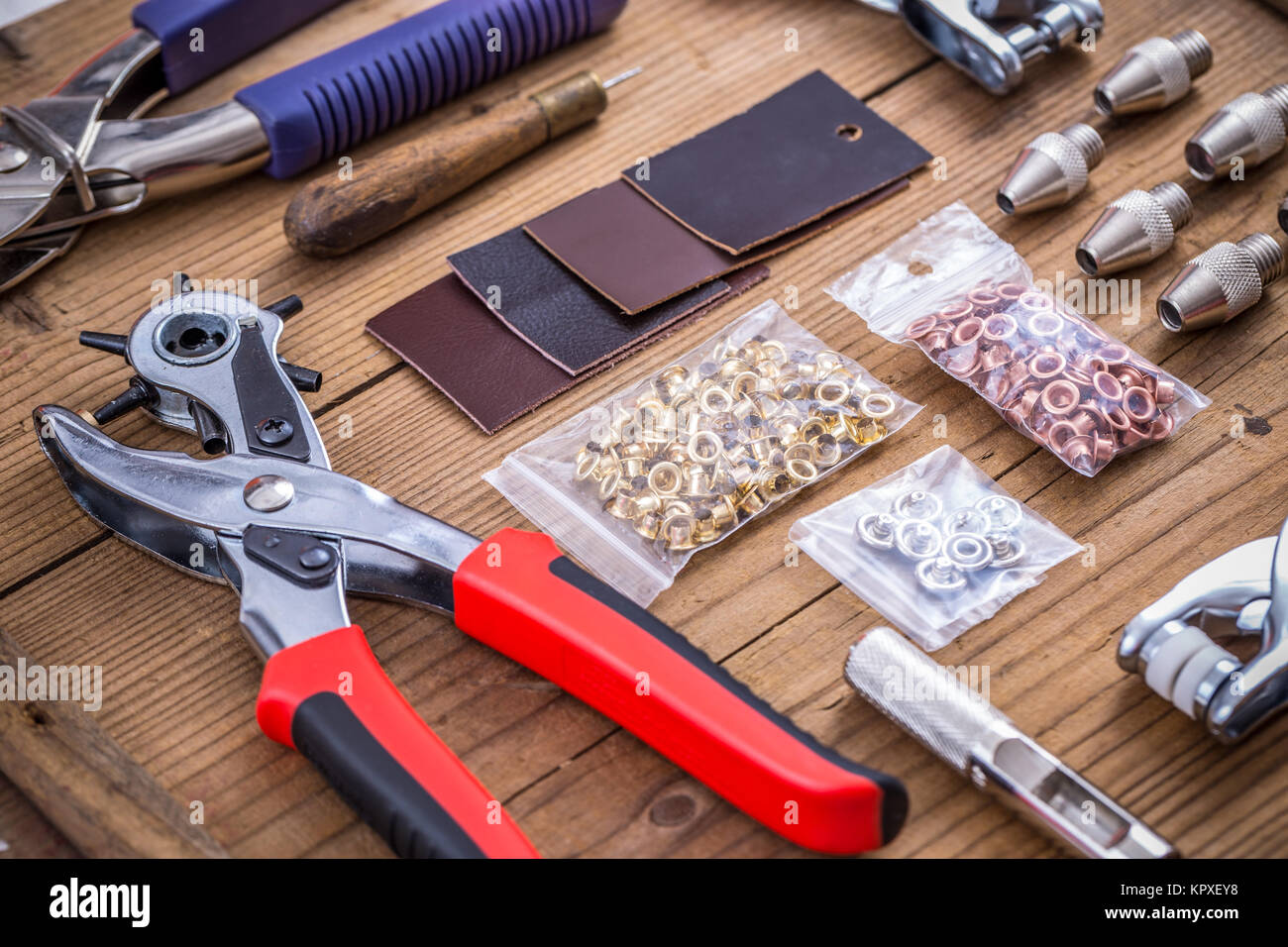 Hole punch tool kit Stock Photo Alamy