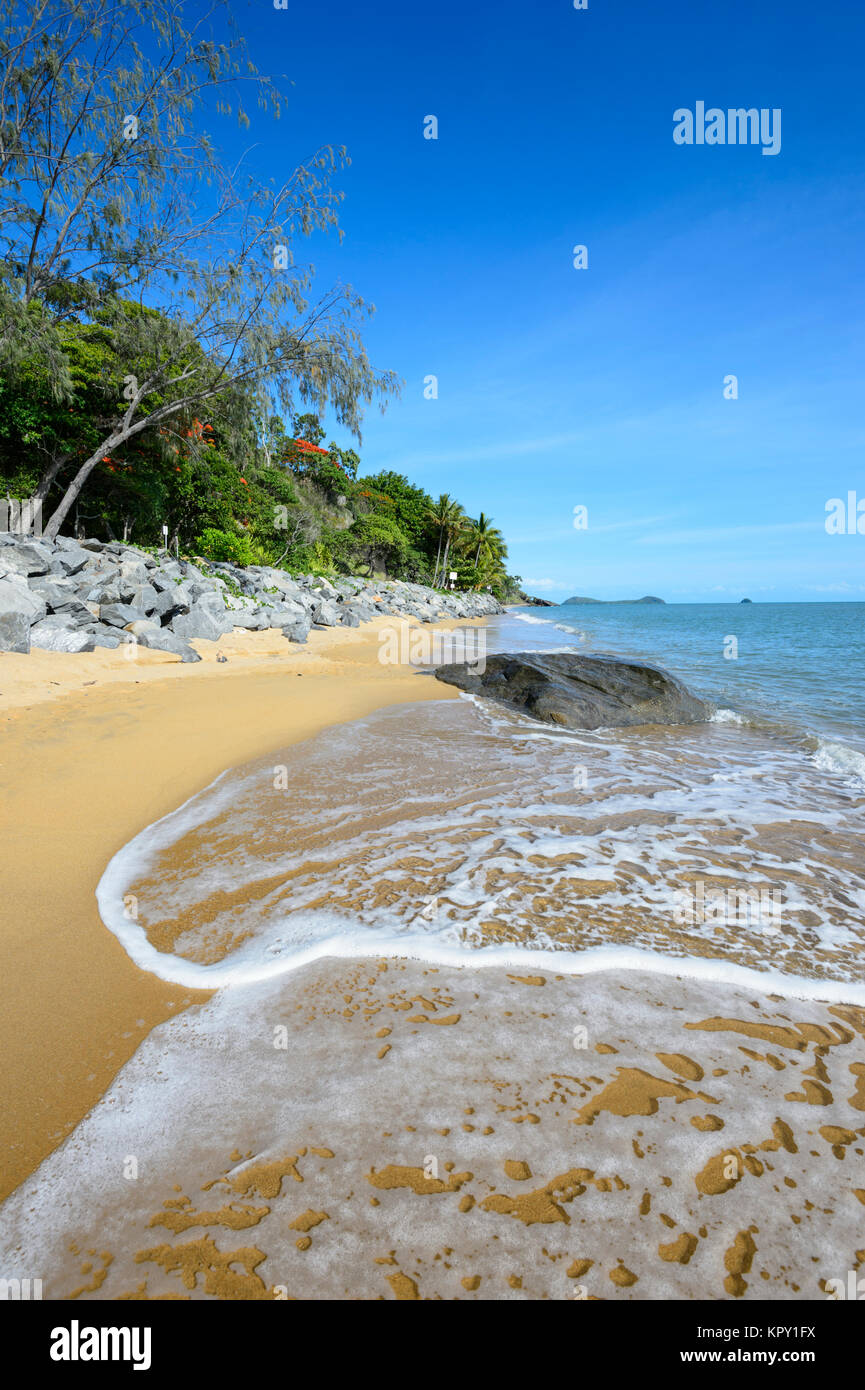 View of scenic Trinity Beach, a popular Northern Beaches suburb of Cairns, Far North Queensland, FNQ, QLD, Australia Stock Photo
