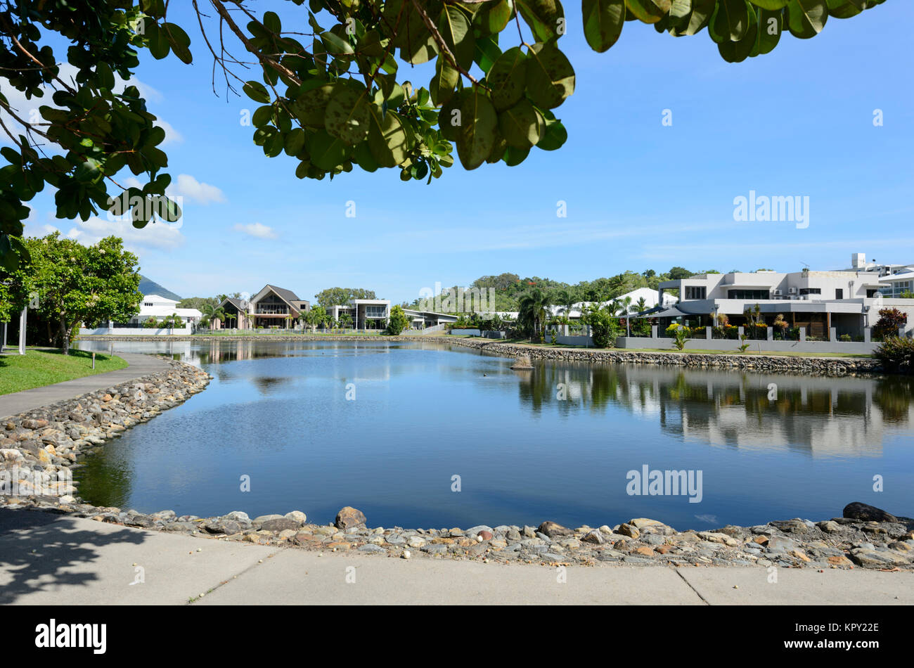 Properties around the lagoon, Trinity Beach, a popular Northern Beaches suburb of Cairns, Far North Queensland, FNQ, QLD, Australia Stock Photo