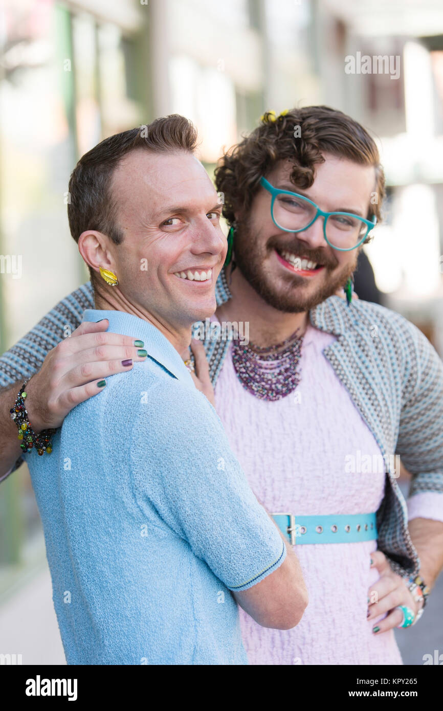 Gender Fluid Young Men Embracing Stock Photo