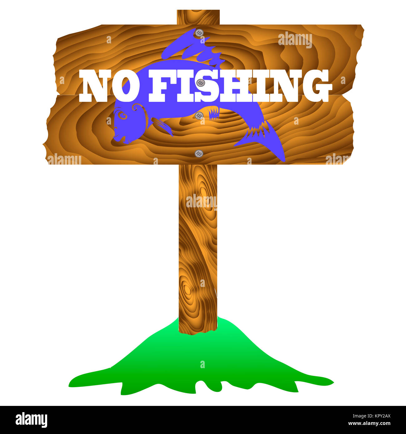 No Fishing Wooden Sign Isolated Stock Photo