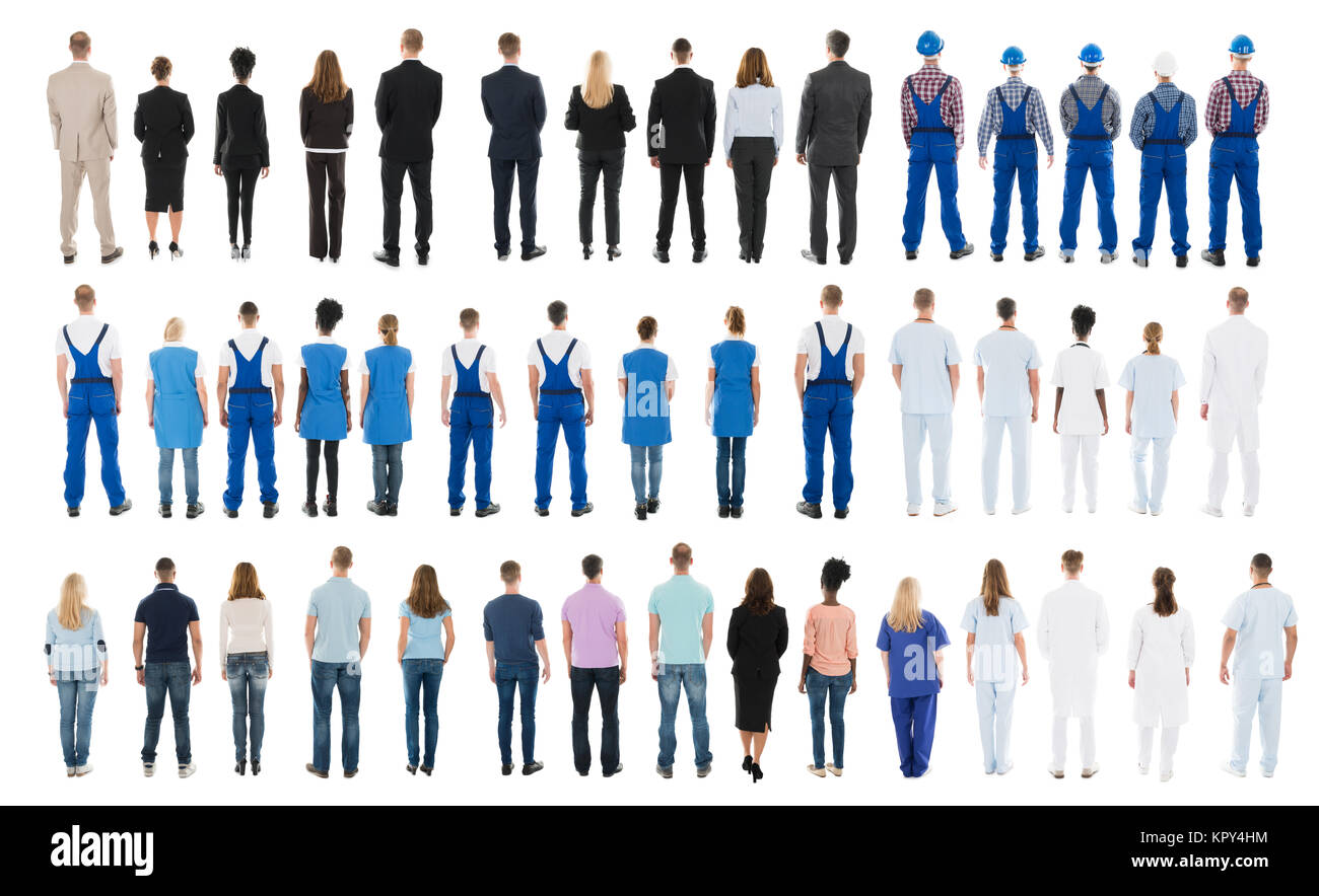 Rear View Of People Standing In Row Stock Photo - Alamy
